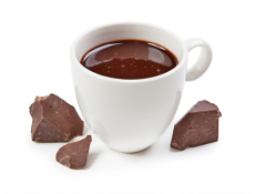 Chokladpulver och varm choklad på pinne