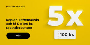Köp en kaffemaksin och få 5 x 100 kr. rabattkuponger