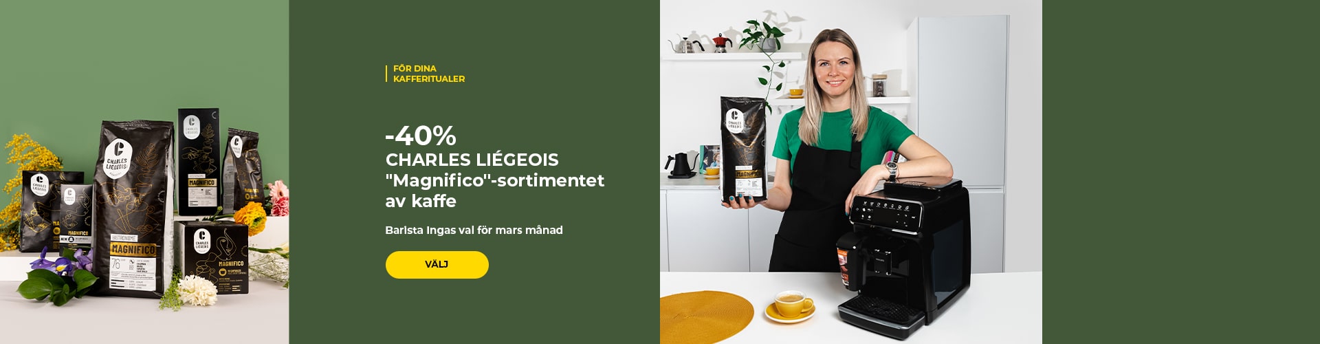 -40 % på CHARLES LIÉGEOIS "Magnifico"-sortimentet av kaffe