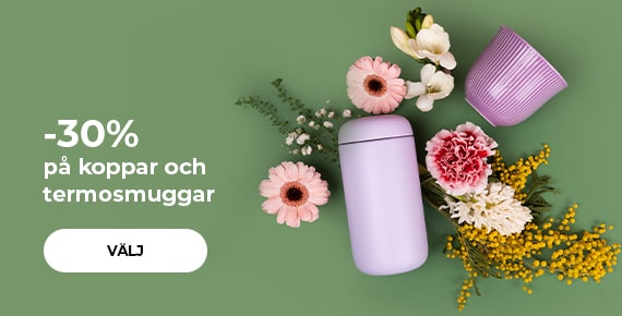 30 % rabatt på koppar och termosmuggar