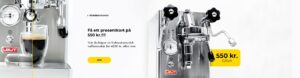 "Få ett presentkort på 550 kr.!!!! När du köper en halvautomatisk kaffemaskin för 4500 kr. eller mer"