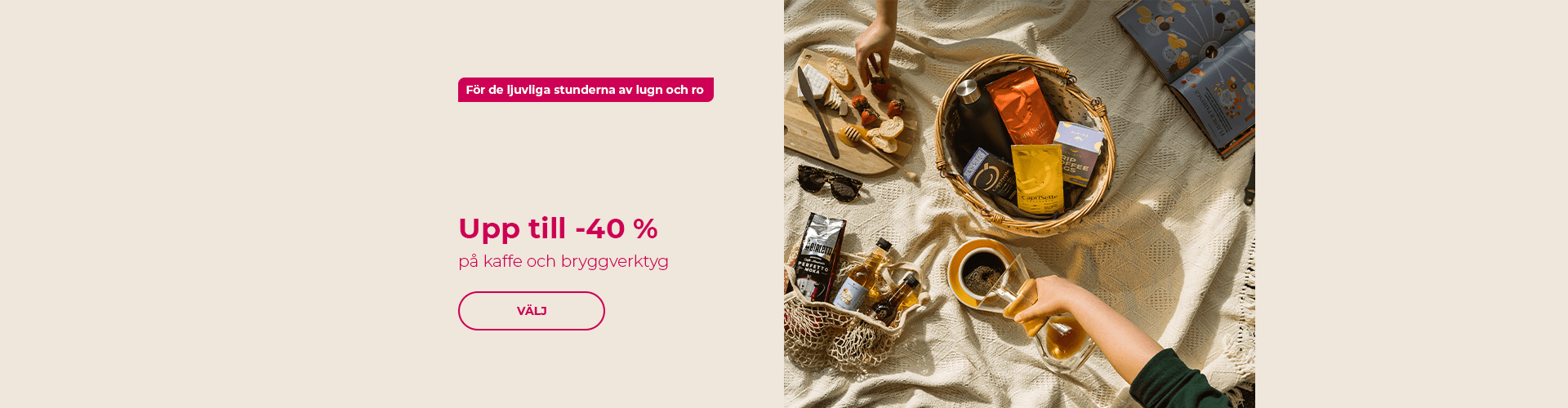 Upp till -40 % på kaffe och bryggverktyg